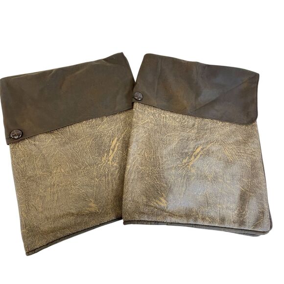2 HiEnd Accents Lodge King Pillow Shams Rustic Cabin Faux Leather Suede. Button - Picture 2 of 11